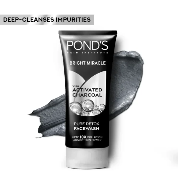 POND'S Bright Miracle Detox Facewash | 10X Power of Activated Charcoal- 100g - Image 3