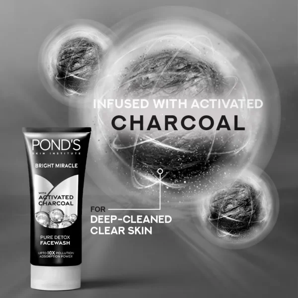 POND'S Bright Miracle Detox Facewash | 10X Power of Activated Charcoal- 100g - Image 4